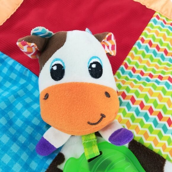 Infantino Cow Lovey Lovie Teether Leaf Security Blanket Blankie Satin Crinkle - Picture 7 of 9